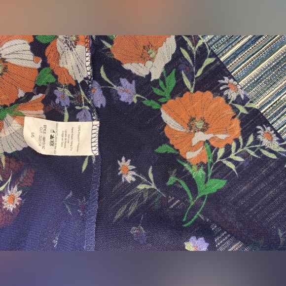 Chris and Carol Floral Poppy Printed Sheer Open Cardigan Robe Beach Size US L - Picture 7 of 9
